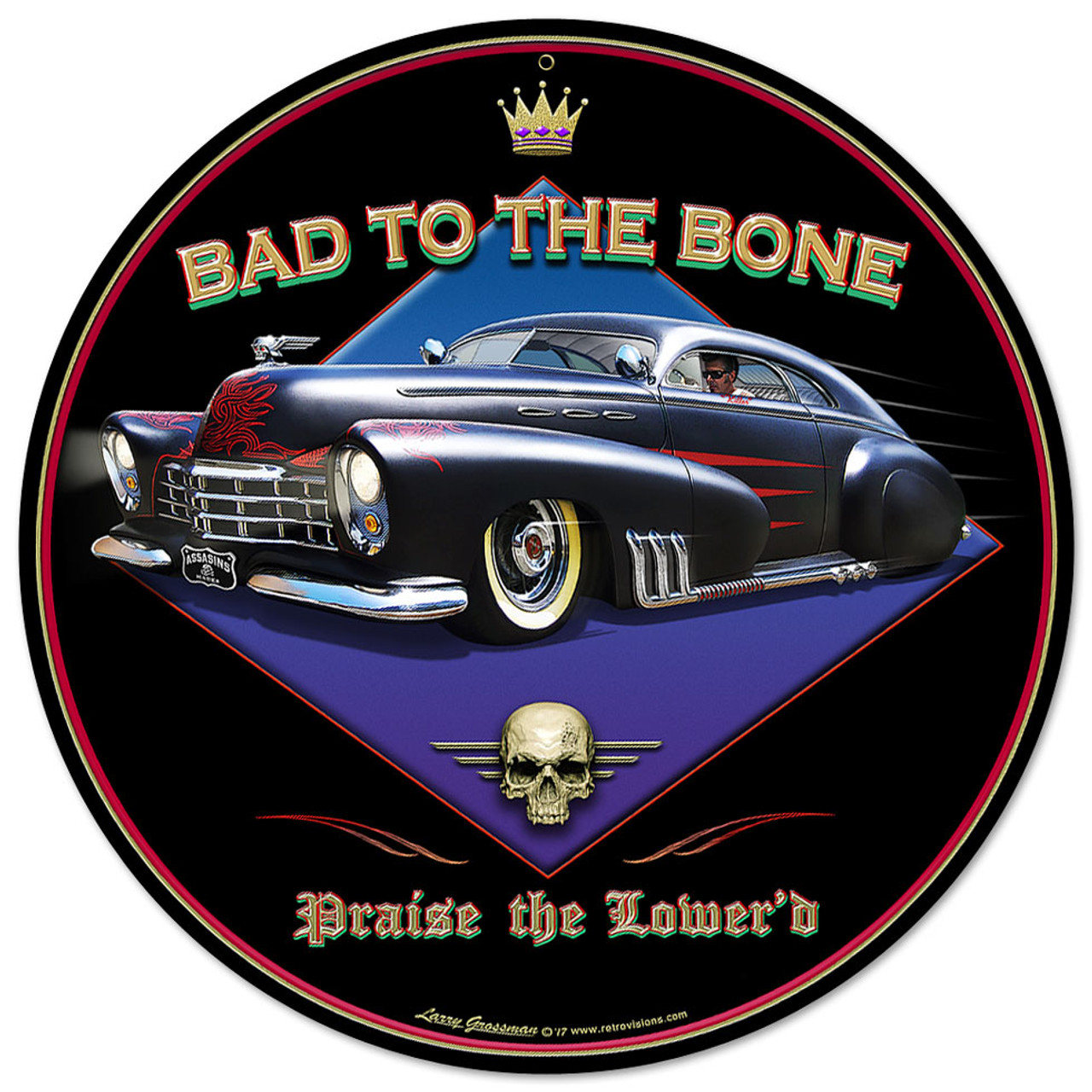 Bad To The Bone Metal Sign 14 x 14 Inches