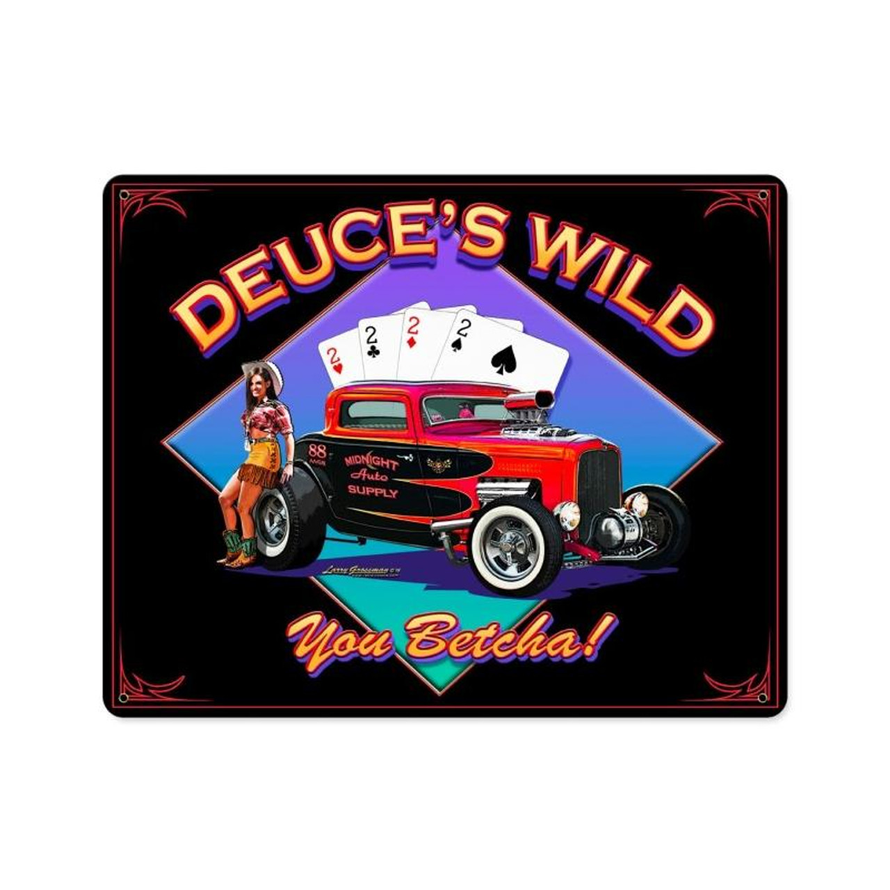 Deuces Wild Metal Sign 15 x 12 Inches