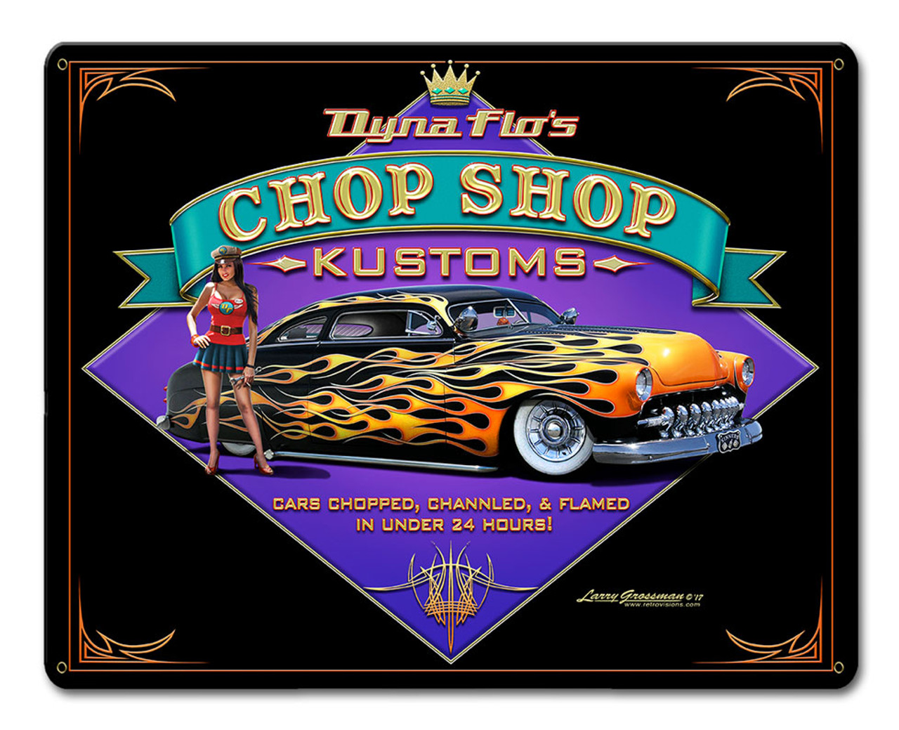 Dyna Flos Kustom Shop Metal Sign 12 x 15 Inches
