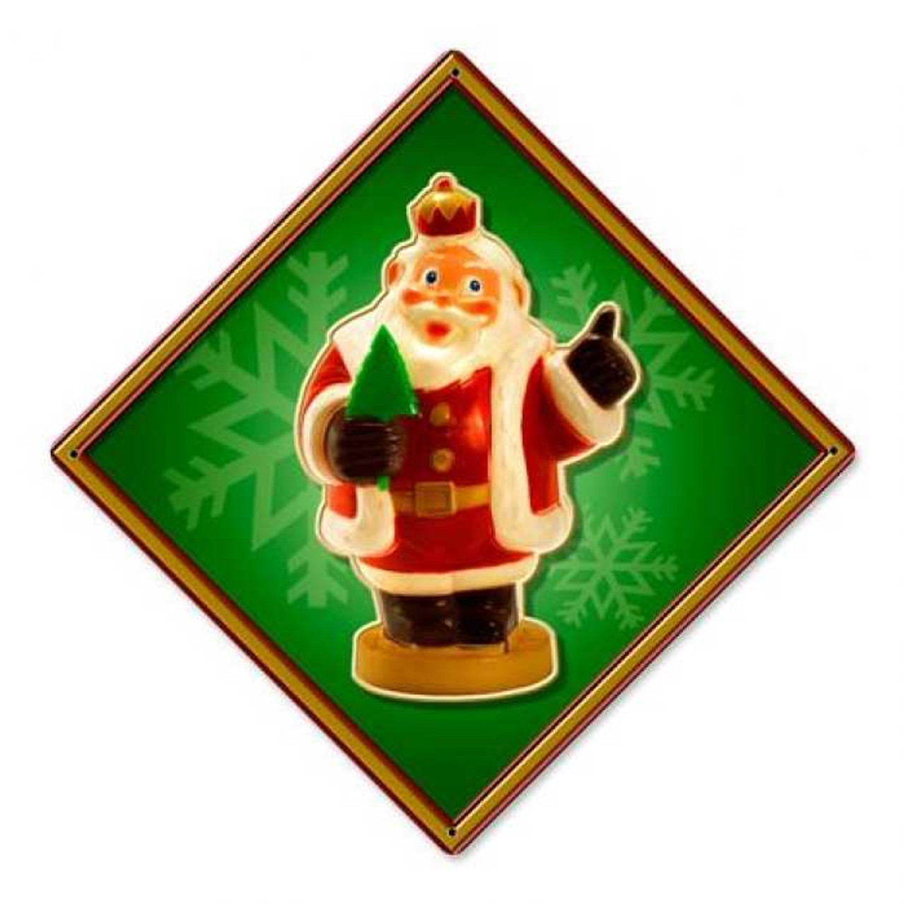 Vintage Santa Crown Metal Sign 12 x 12 Inches