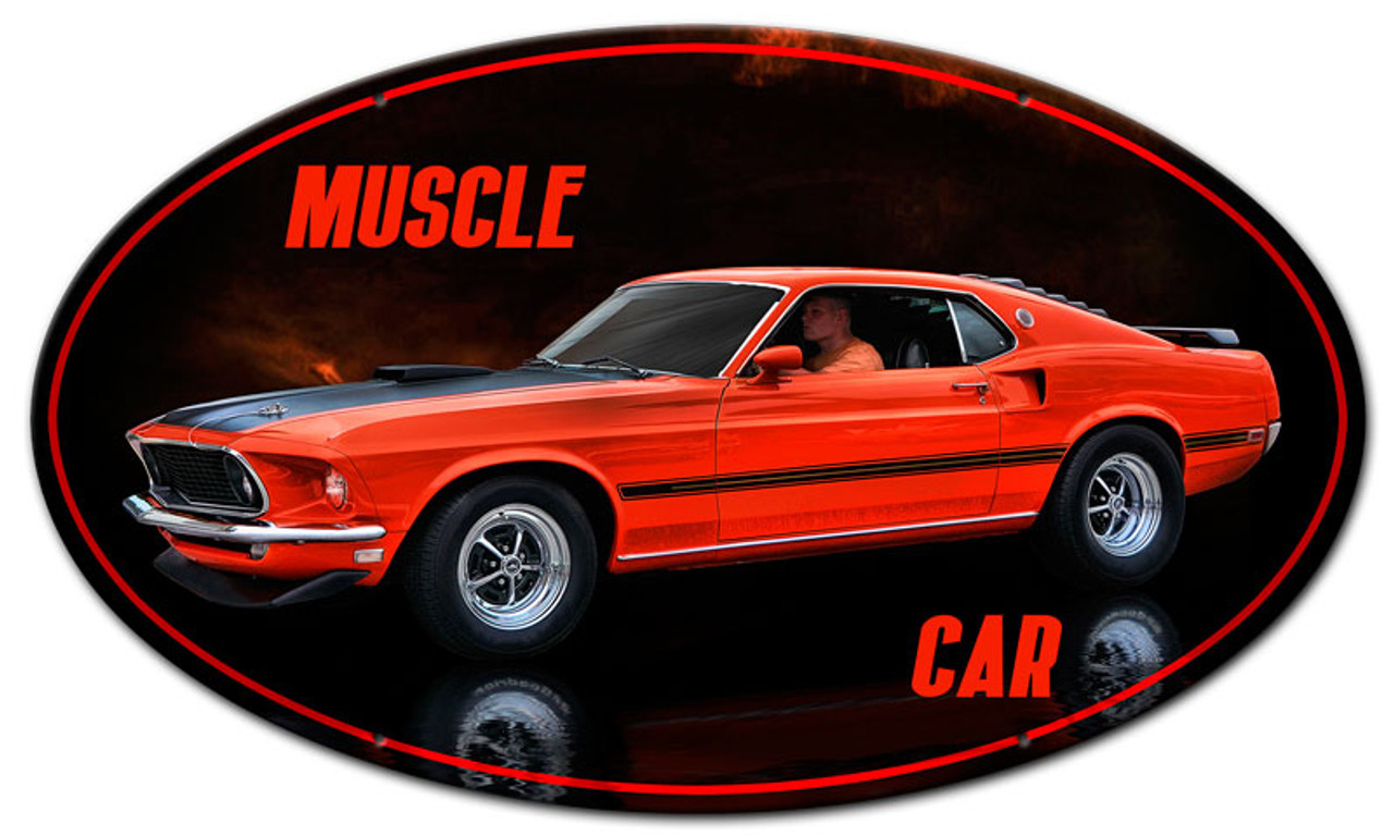 Muscle Car Metal Sign 24 x 14 Inches