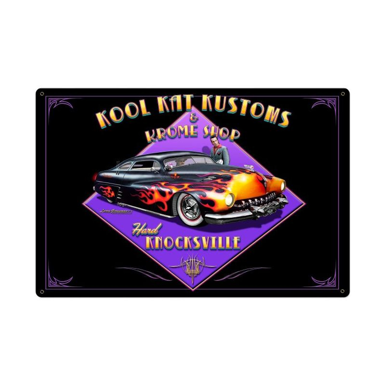 Kool Kat Kustoms Metal Sign 36 x 24 Inches