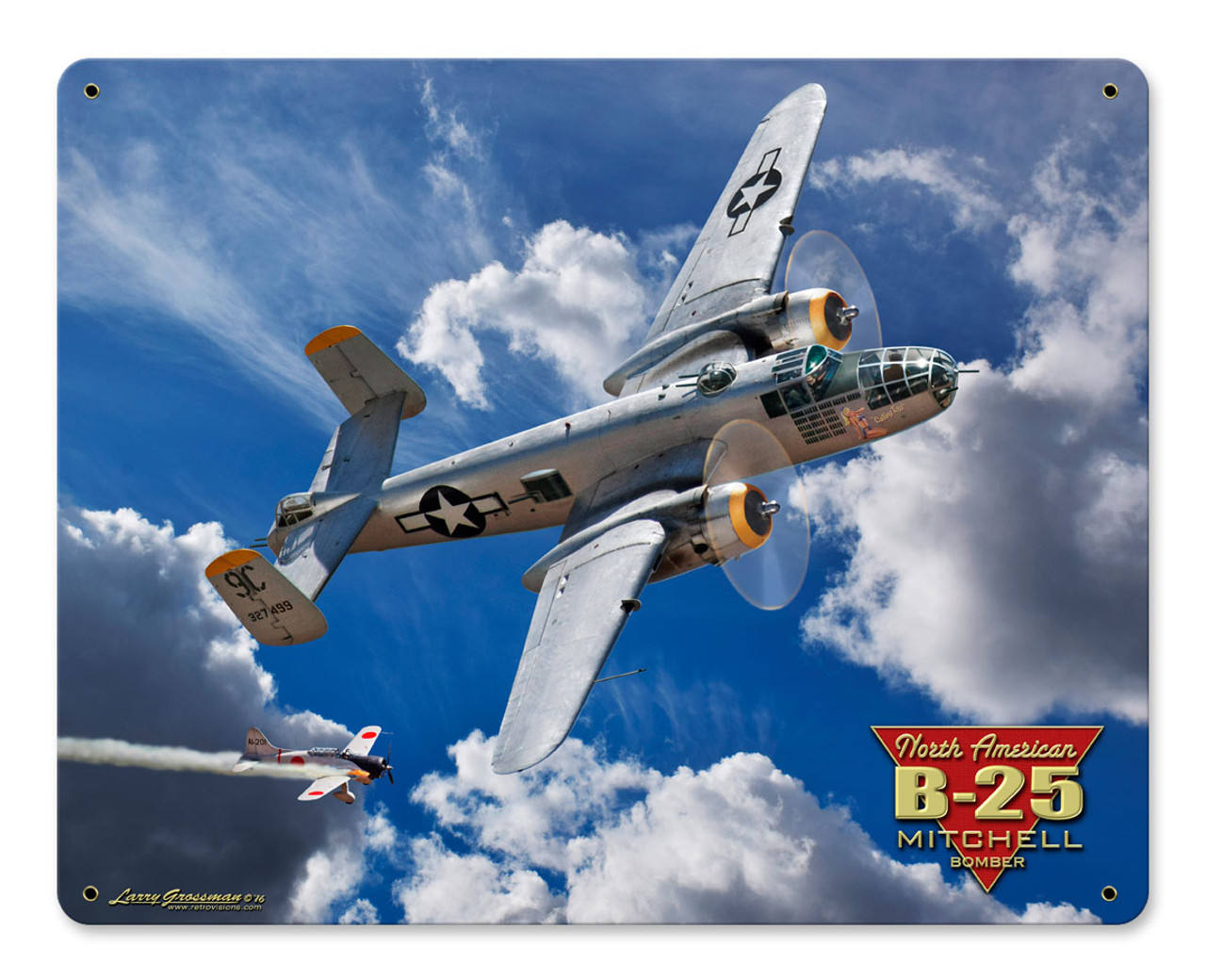 B-25 Mitchell Bomber Metal Sign 15 x 12 Inches