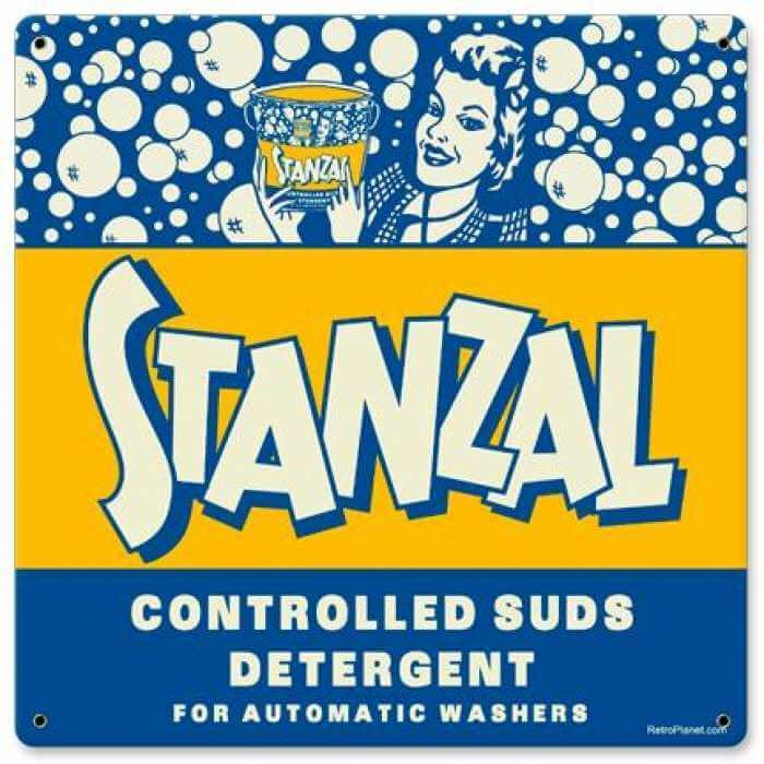 Vintage Stanzal Metal Sign 12 x 12 Inches