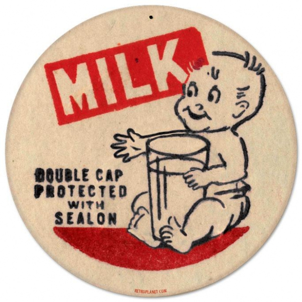 Retro Baby Milk Round Metal Sign 14 x 14 Inches