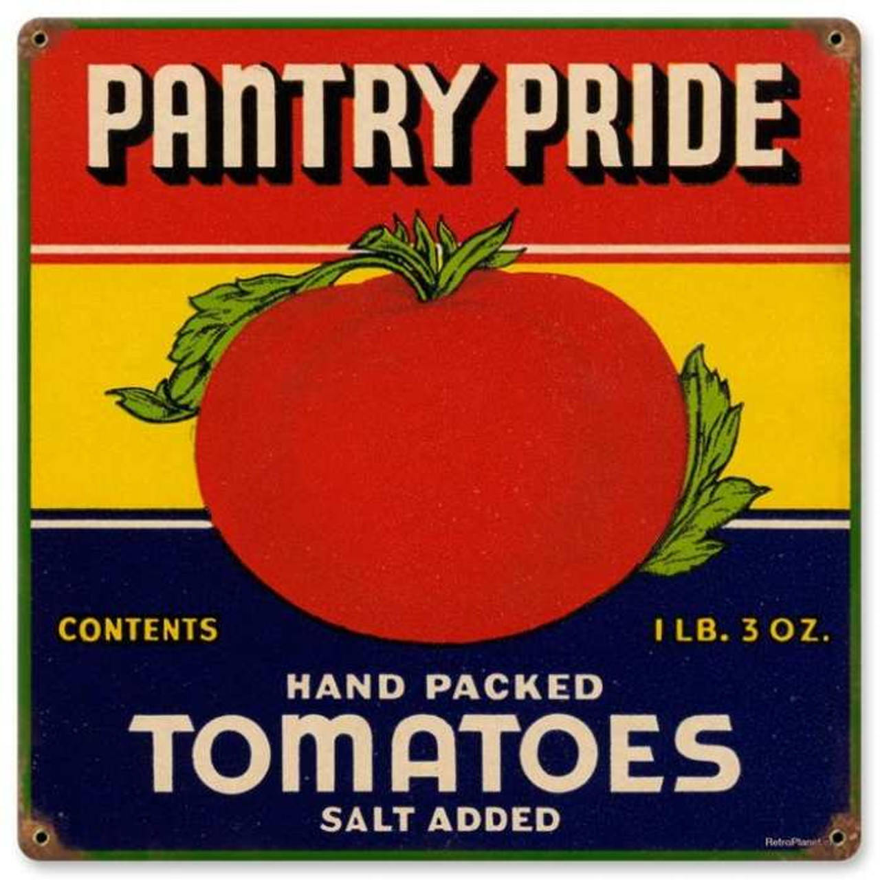 Vintage Pantry Tomatoes Metal Sign   12 x 12 Inches