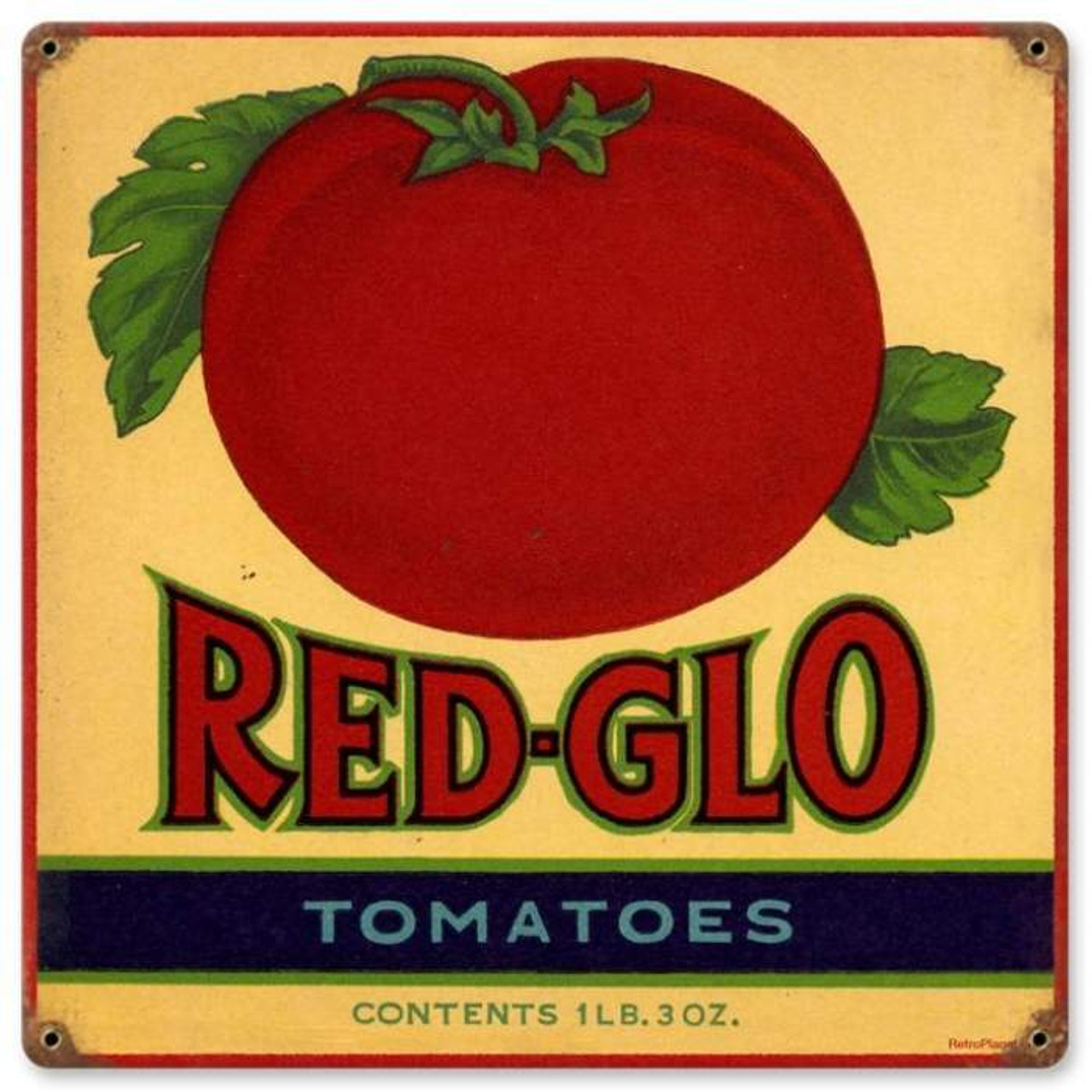 Vintage Red Glo Tomatoes Metal Sign 12 x 12 Inches