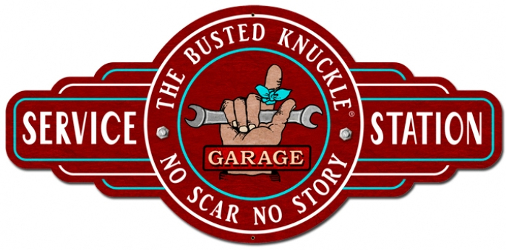 Vintage Service Station Metal Sign 26 x 13 inches