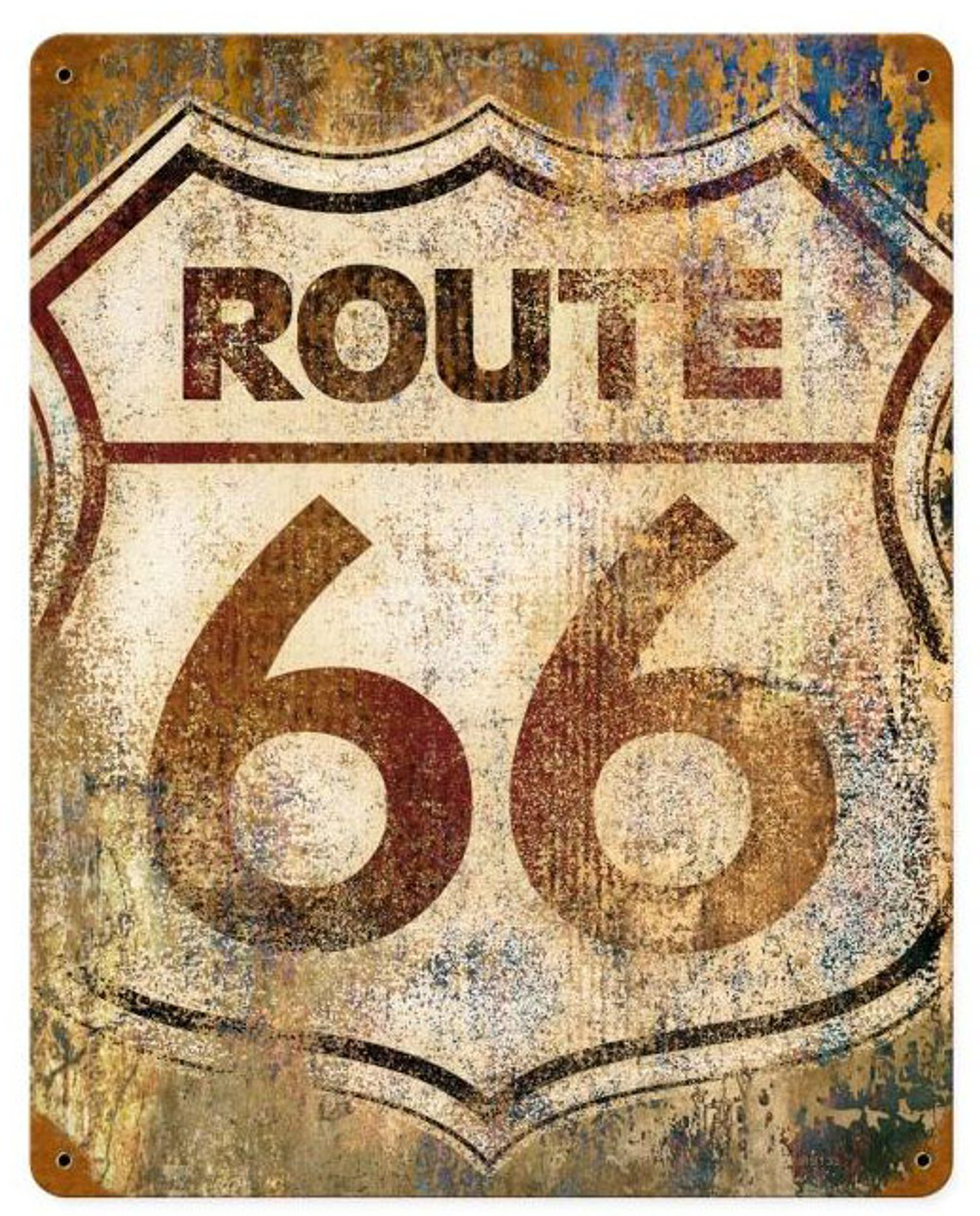 Route 66 Grunge Metal Sign 12 x 15 Inches