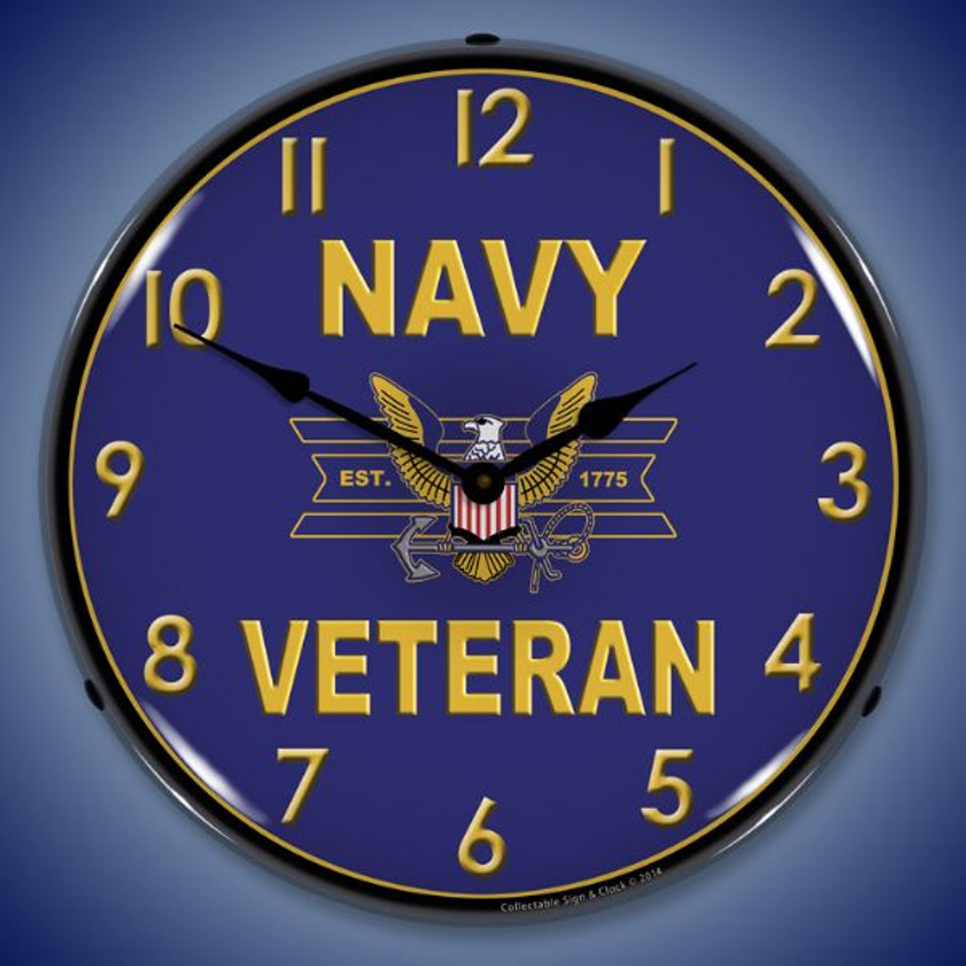 Navy Veteran LED Lighted Wall Clock 14 x 14 Inches