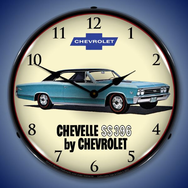 1967 Chevelle SS 396 LED Lighted Wall Clock 14 x 14 Inches