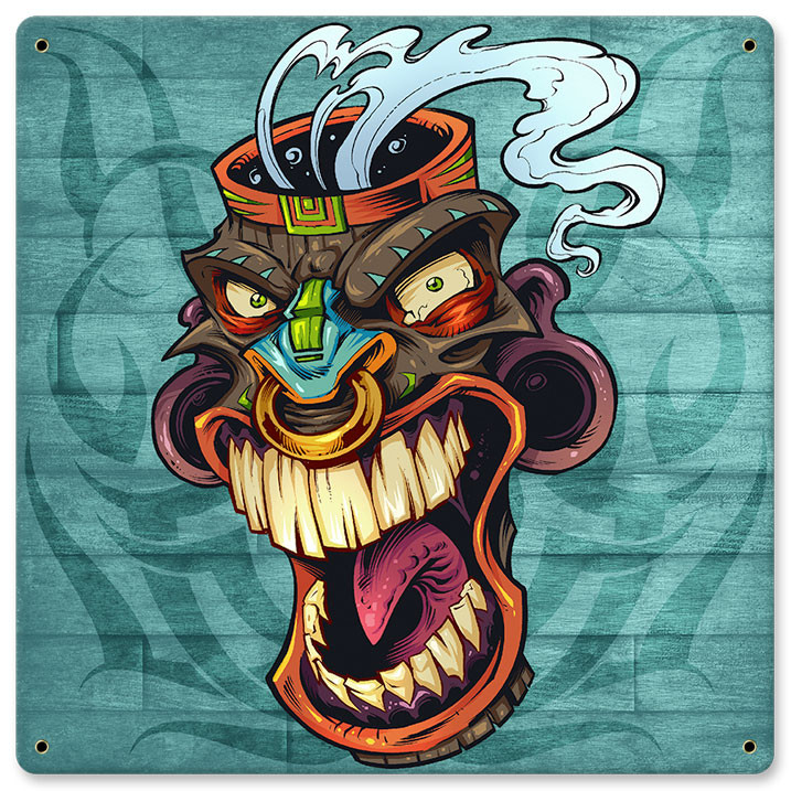 Tiki Head 6 Metal Sign 12 x 12 Inches Tiki Head 6 Metal Sign 12 x 12 Inches