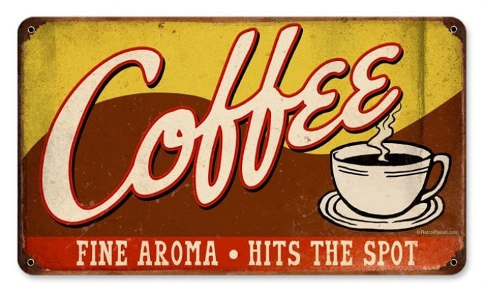 Retro Coffee Tin Sign 14 x 8 Inches