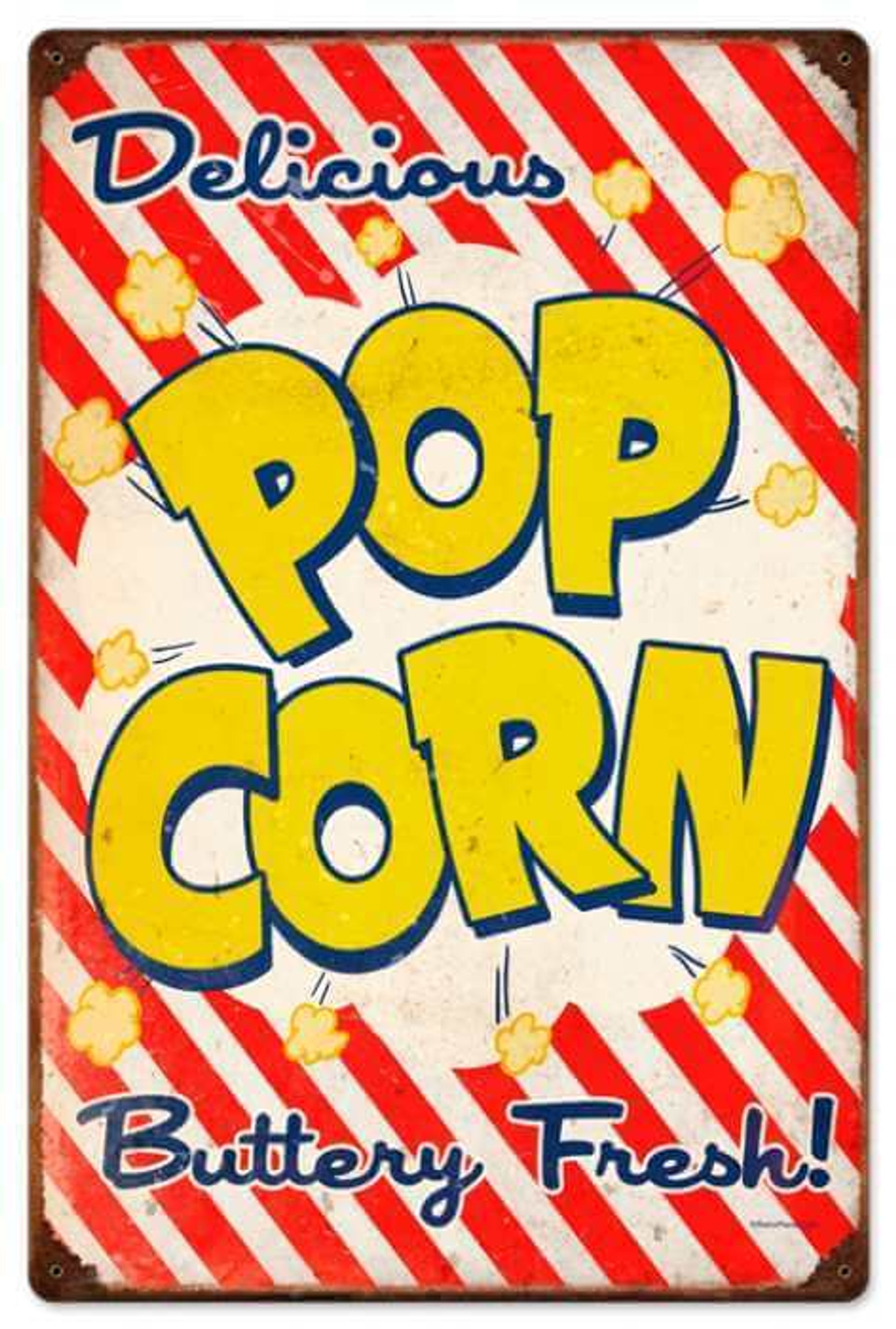 Retro Popcorn Metal Sign 16 x 24 Inches