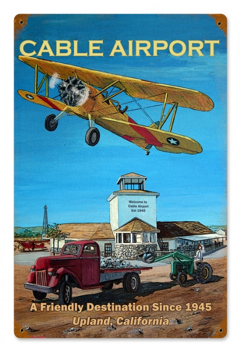 Vintage Cable Airport Metal Sign 12 x 18 Inches