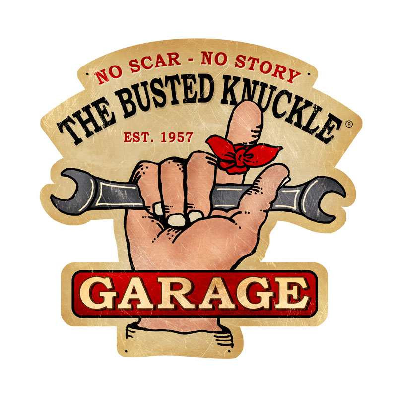 Retro Busted Knuckle Garage Metal Sign 19 x 19 Inches