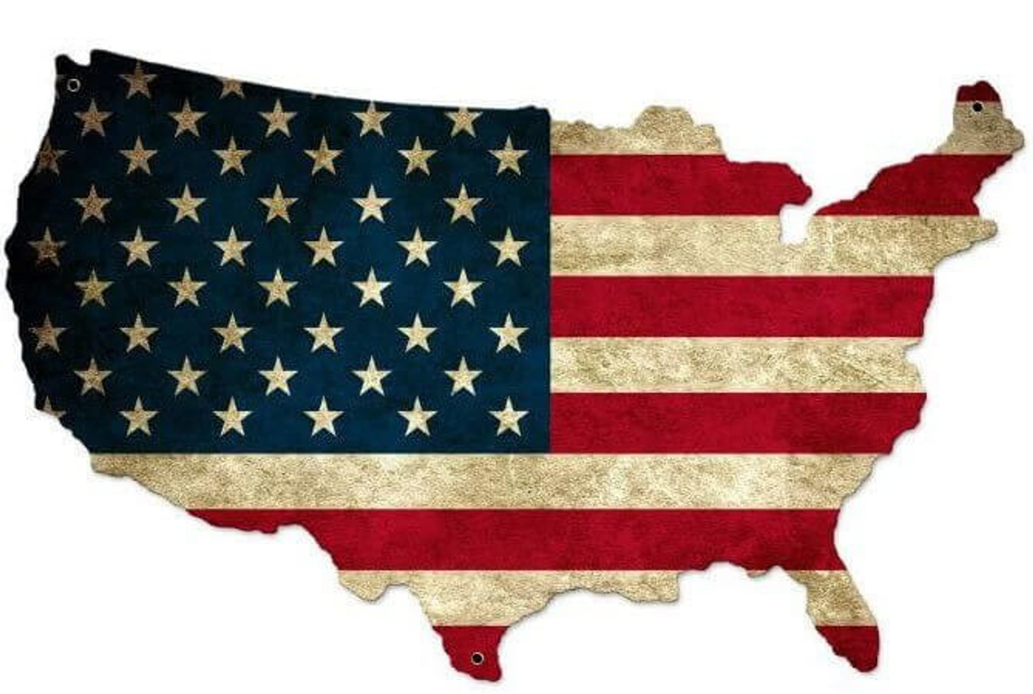 american flag in shape of usa