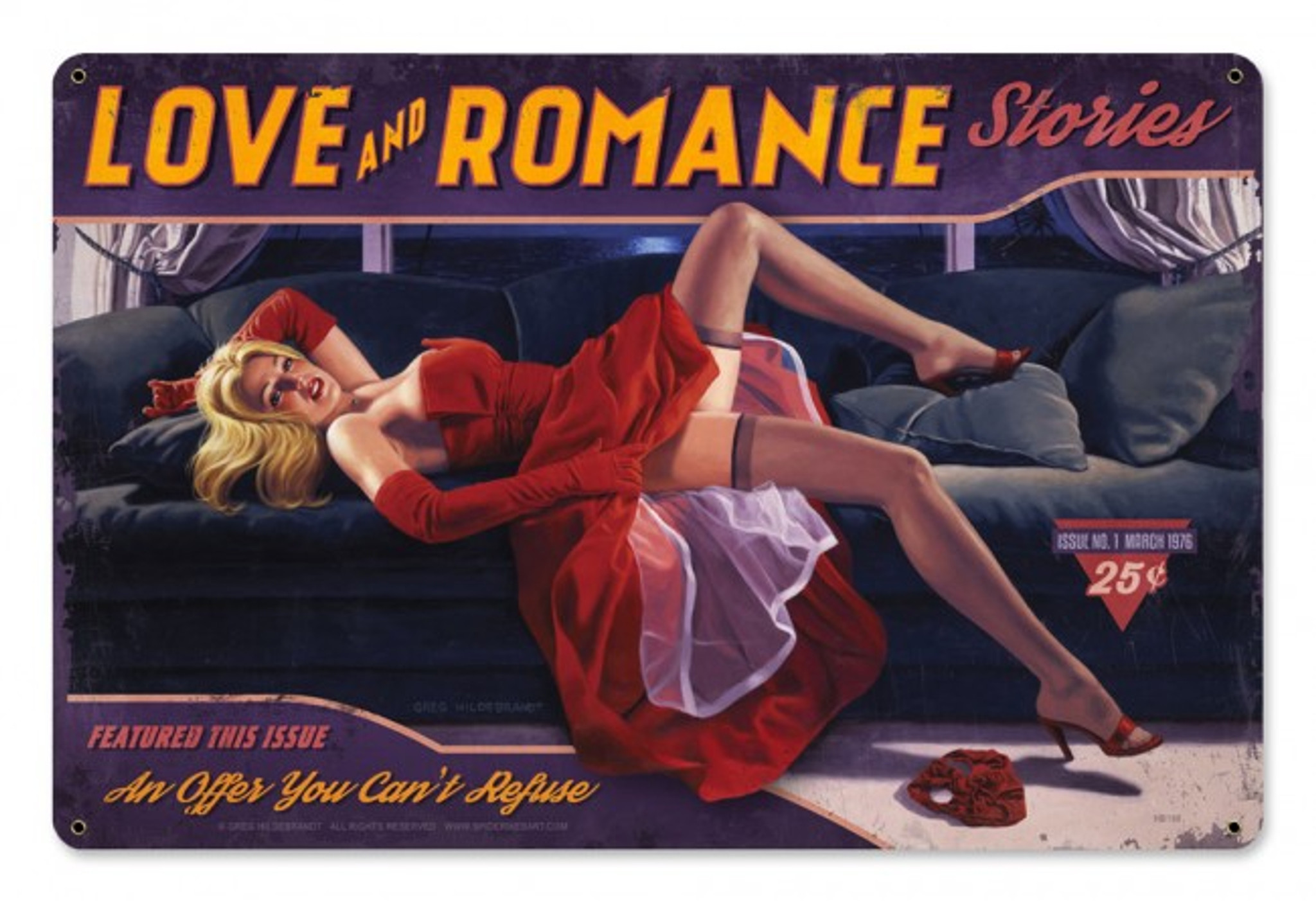 Love and Romance Pin Up Metal Sign Greg Hildebrandt