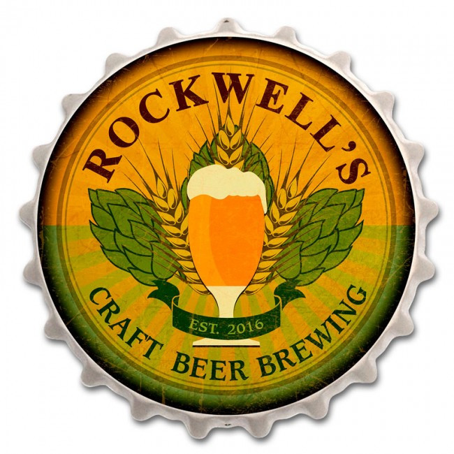 Beer Cap Metal Sign Personalized 16 x 16 Inches
