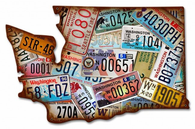 Washington State License Plates Metal Sign 20 x 13 Inches