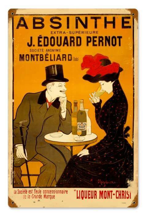 Vintage Absinthe Cafe Metal Sign 12 x 18 Inches