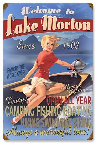 Retro Welcome to Lake Metal Sign - Personalized 16 x 24 Inches