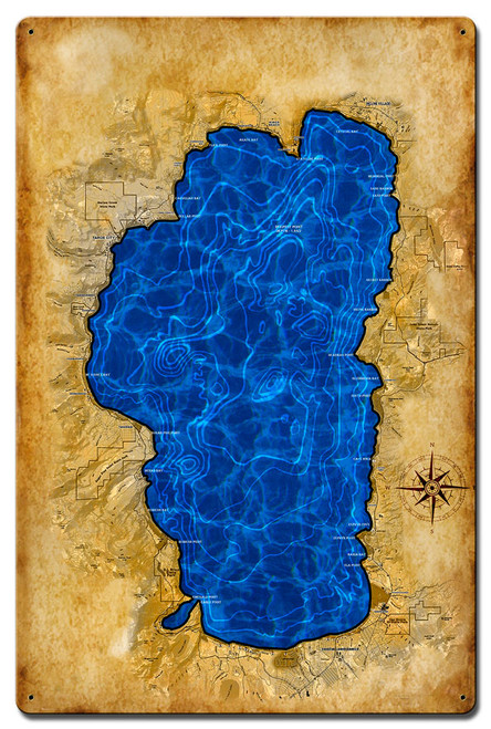 Lake Tahoe Map Metal Sign 16 x 24 Inches