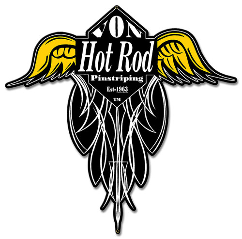 Von Hot Rod Wings Pinstriping Metal Sign 16 x 15 Inches