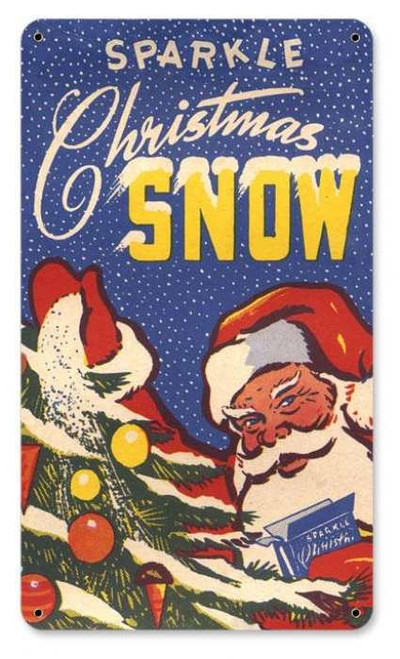 Retro Sparkle Snow Metal Sign   8 x 14 Inches