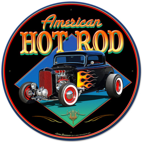 American Hot Rod 32 Metal Sign 28 x 28 Inches