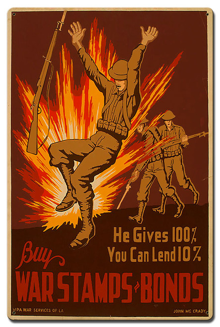 Buy War Stamps Bonds Metal Sign 24 x 16 Inches