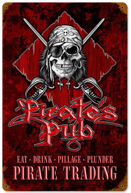 Pirates Pub Metal Sign 12 x 18 Inches
