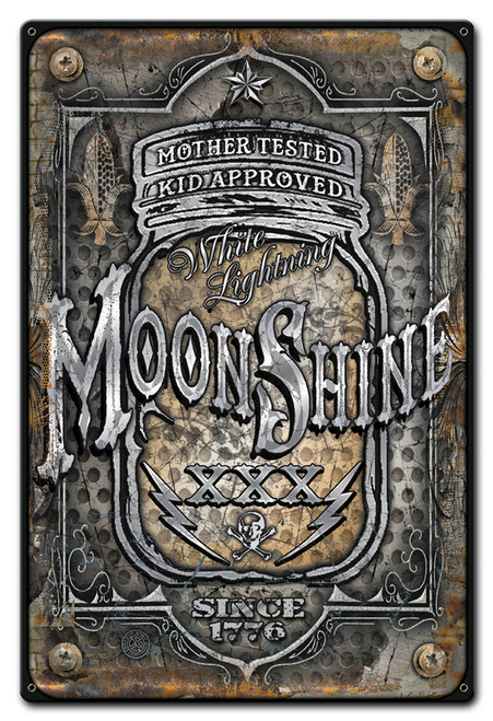 Moonshine Jar Metal Sign 12 x 18 Inches