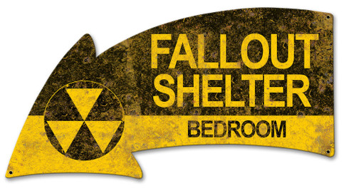 Fallout Shelter Bedroom Arrow Metal Sign 36 x 24 Inches