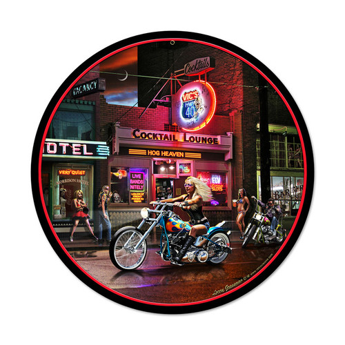 Biker Bar Metal Sign 14 x 14 Inches