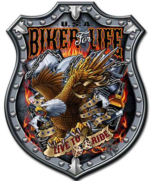 Bikers For Life Metal Sign 14 x 18 Inches