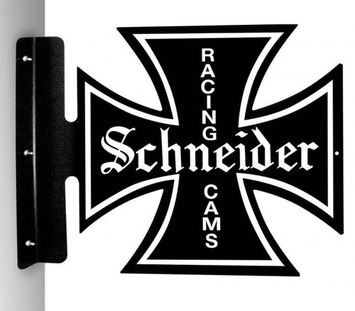 Retro Schneider Racing Cams Iron Cross Metal Sign 15 x 19 Inches