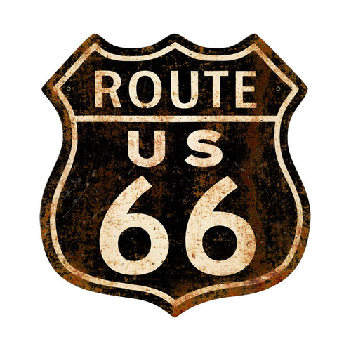 Route 66 Rusty Metal Sign 15 x 15 Inches