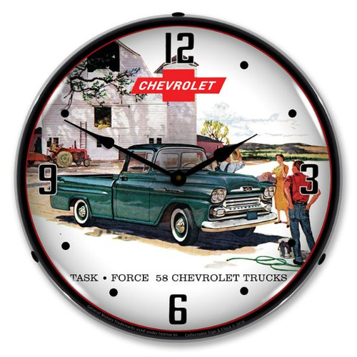 1958 Chevrolet Truck Lighted Wall Clock 14 x 14 Inches