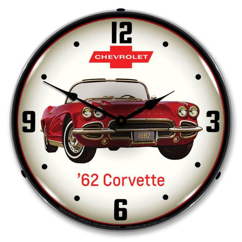 1962 Corvette Lighted Wall Clock 14 x 14 Inches