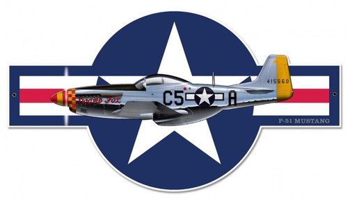 P-51 Mustang Metal Sign 30 x 17 Inches