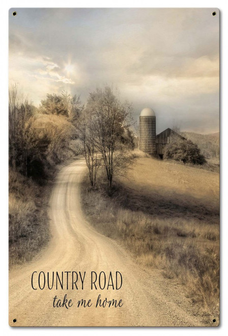 Country Road Take Me Home Metal Sign 16 x 24 Inches