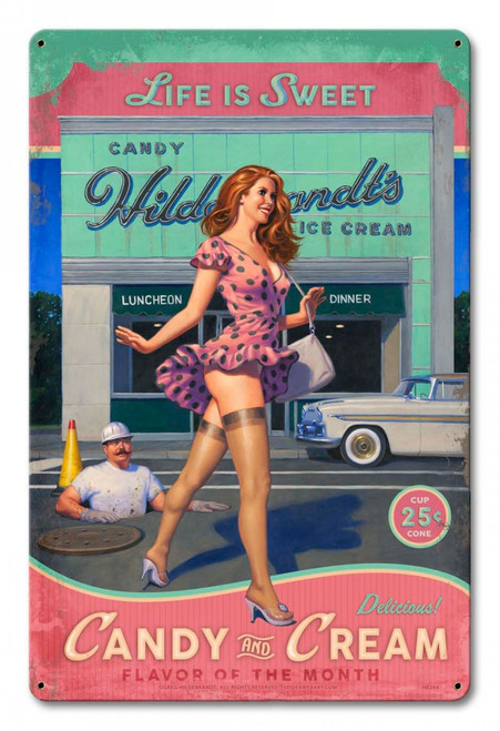 Candy and Cream Metal Sign 12 x 18 Inches