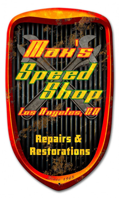 Speed Shop Grill Metal Sign - Personalized 24 x 14 Inches