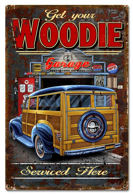 Woodie Metal Sign 16 x 24 Inches