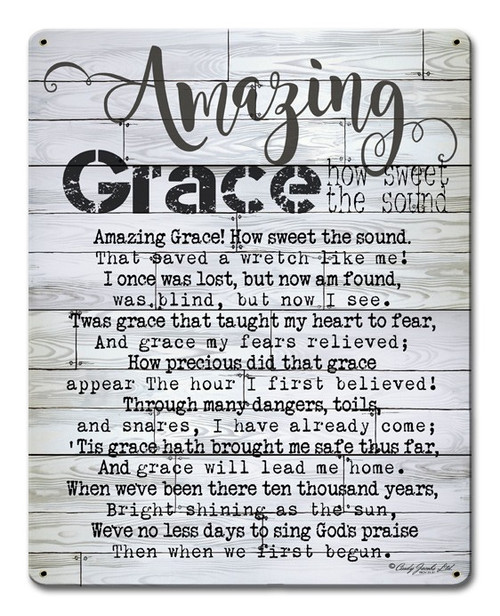 Amazing Grace Metal Sign 12 x 15 Inches