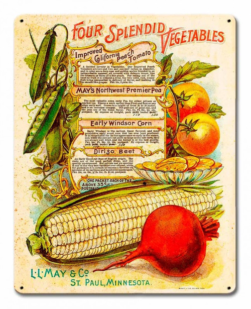 Vintage Vegetables Metal Sign 12 x 15 Inches