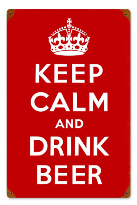 Keep Calm and Drink Beer Metal Sign 12 x 18 Inches
