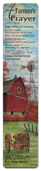 A Farmers Prayer Metal Sign 6 x 28 Inches