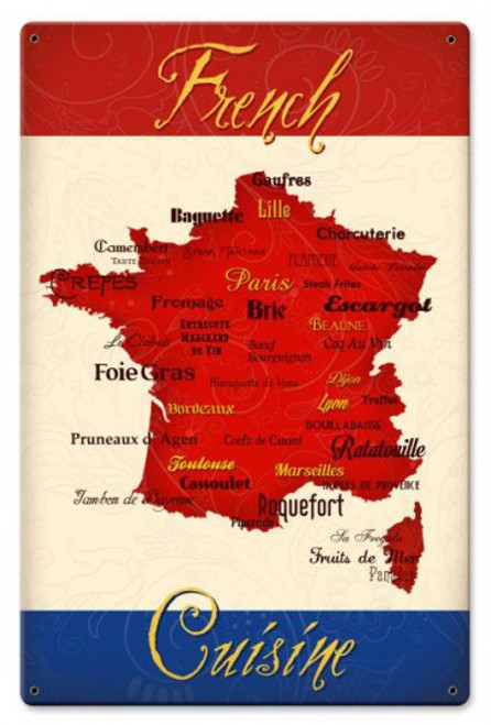 French Cuisine Metal Sign 12 x 18 Inches